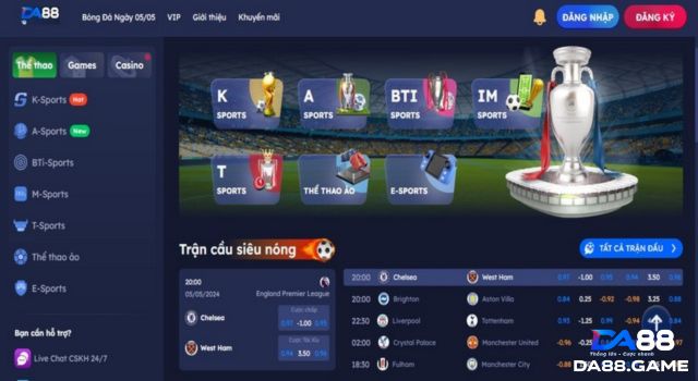 Giới thiệu DA88 - Sân chơi đổi thưởng hấp dẫn số 1 cho bet thủ 2 Cá cược thể thao hấp dẫn