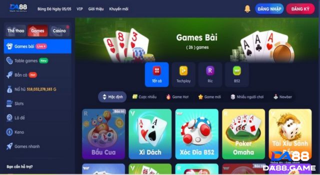Giới thiệu DA88 - Sân chơi đổi thưởng hấp dẫn số 1 cho bet thủ 5 Sân chơi mang đến kho game DA88 đặc sắc cho anh em tham gia trải nghiệm