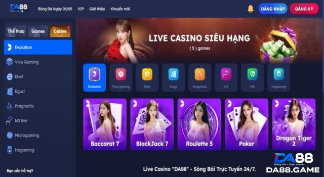 Giới thiệu DA88 - Sân chơi đổi thưởng hấp dẫn số 1 cho bet thủ 4 Giao diện sân chơi DA88 cho anh em tham gia trải nghiệm